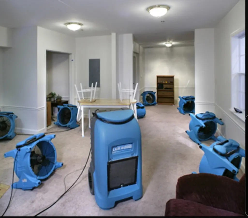 Air movers and dehumidifier setup for Water Extraction & Removal in Rialto